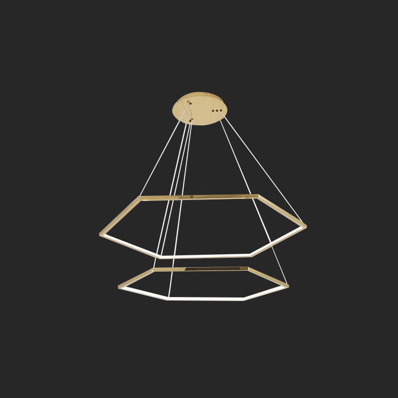 Ultra-modern Geometric Chandelier Metallic Suspended Lighting Fixture for Living Room Gold 8