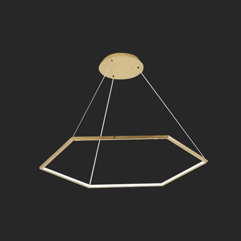 Ultra-modern Geometric Chandelier Metallic Suspended Lighting Fixture for Living Room Gold 39.5
