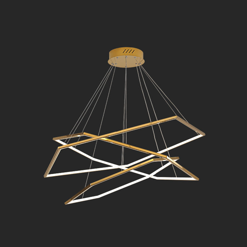 Ultra-modern Geometric Chandelier Metallic Suspended Lighting Fixture for Living Room Gold 23.5