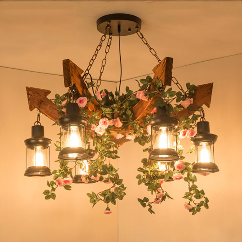 Arrow Shape Coffee Shop Chandelier Lighting Fixture Coastal Wood Hanging Ceiling Light Clearhalo 'Carpenter Chandeliers' 'Ceiling Lights' 'Chandeliers' 'Industrial Chandeliers' 'Industrial' 'Middle Century Chandeliers' 'Modern' 'Tiffany' Lighting' 2552827