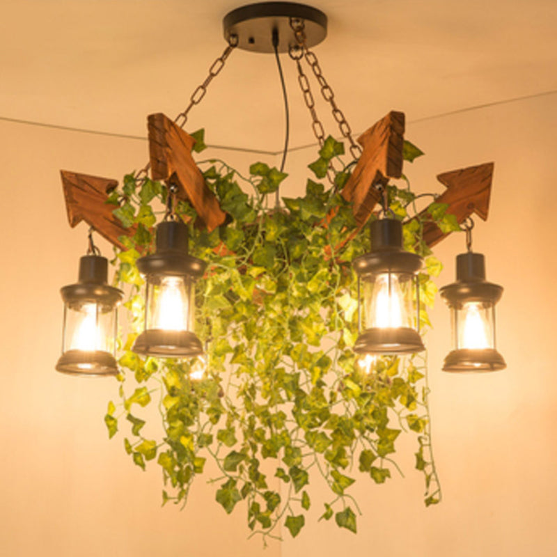 Arrow Shape Coffee Shop Chandelier Lighting Fixture Coastal Wood Hanging Ceiling Light Green Clearhalo 'Carpenter Chandeliers' 'Ceiling Lights' 'Chandeliers' 'Industrial Chandeliers' 'Industrial' 'Middle Century Chandeliers' 'Modern' 'Tiffany' Lighting' 2552829