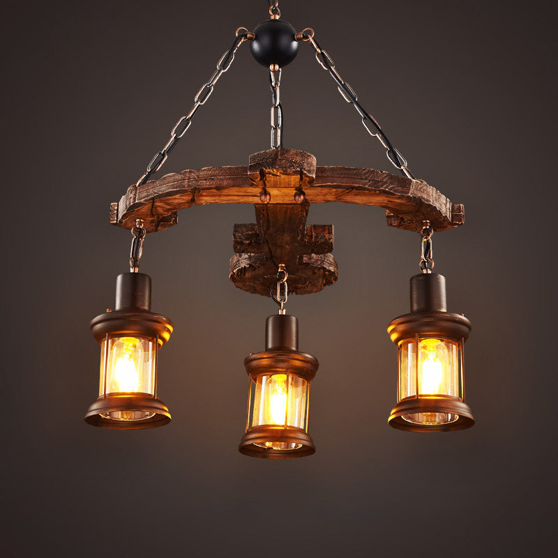 Wood Anchor Shape Chandelier Lighting Coastal Coffee Shop Pendant Light in Beige Clearhalo 'Carpenter Chandeliers' 'Ceiling Lights' 'Chandeliers' 'Industrial Chandeliers' 'Industrial' 'Middle Century Chandeliers' 'Modern' 'Tiffany' Lighting' 2552836