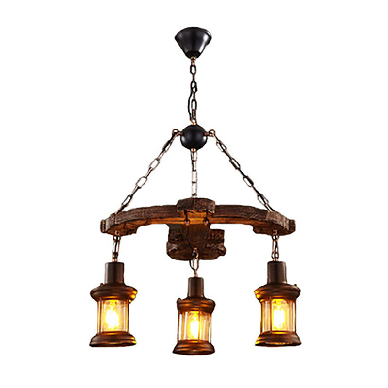 Wood Anchor Shape Chandelier Lighting Coastal Coffee Shop Pendant Light in Beige Clearhalo 'Carpenter Chandeliers' 'Ceiling Lights' 'Chandeliers' 'Industrial Chandeliers' 'Industrial' 'Middle Century Chandeliers' 'Modern' 'Tiffany' Lighting' 2552841