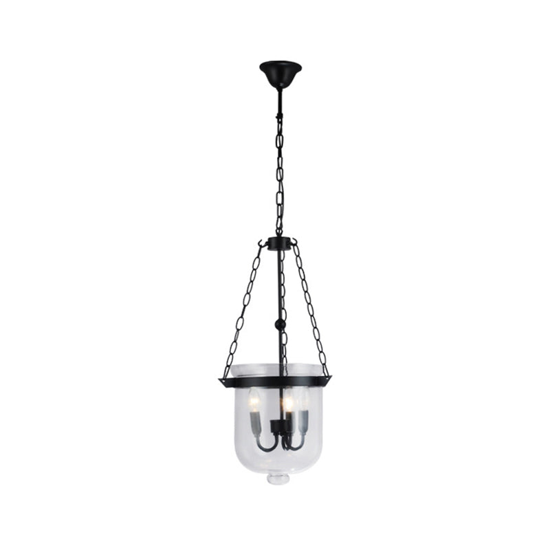 Black Bucket Chandelier Light Fixture Industrial Style Glass Dining Room Pendant Lighting Black 10