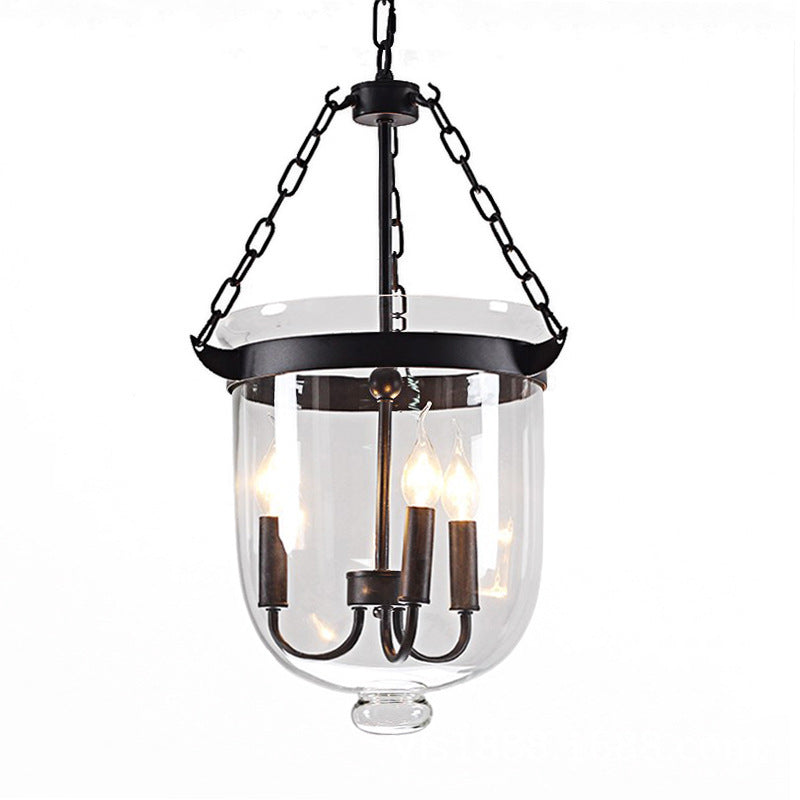 Black Bucket Chandelier Light Fixture Industrial Style Glass Dining Room Pendant Lighting Clearhalo 'Ceiling Lights' 'Chandeliers' 'Glass shade' 'Glass' 'Industrial Chandeliers' 'Industrial' 'Middle Century Chandeliers' 'Pendant Lights' 'Tiffany' Lighting' 2552874