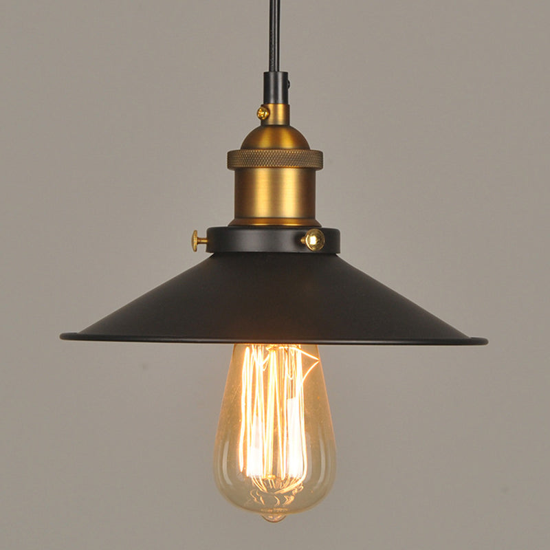 Metal Cone Shaped Hanging Lamp Industrial Style Warehouse Pendant Lighting in Black Black 8.5