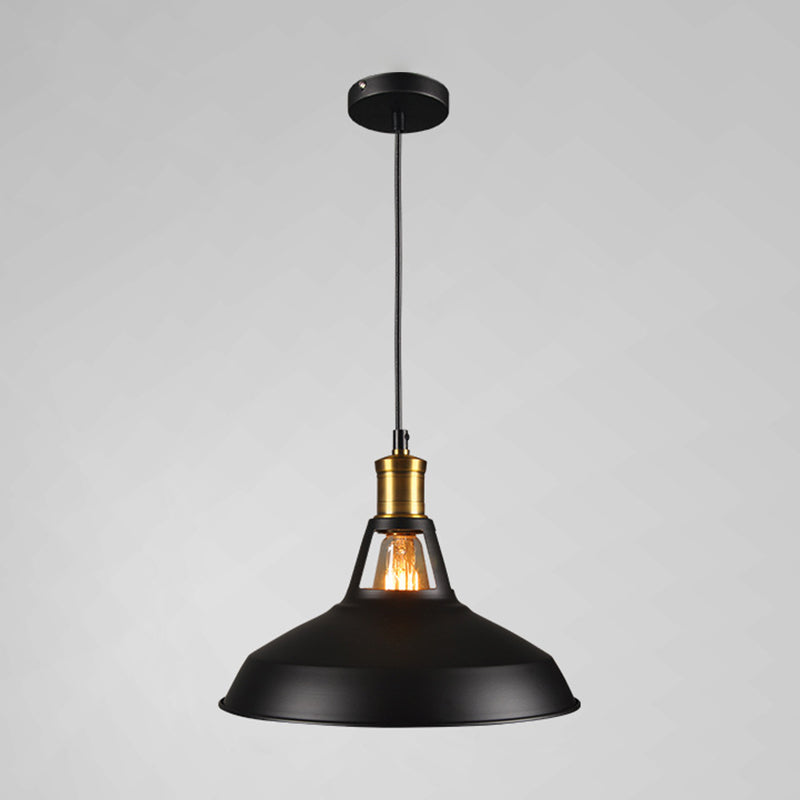 Shaded Restaurant Pendant Lighting Fixture Industrial Style Metal Hanging Light Kit Black 9