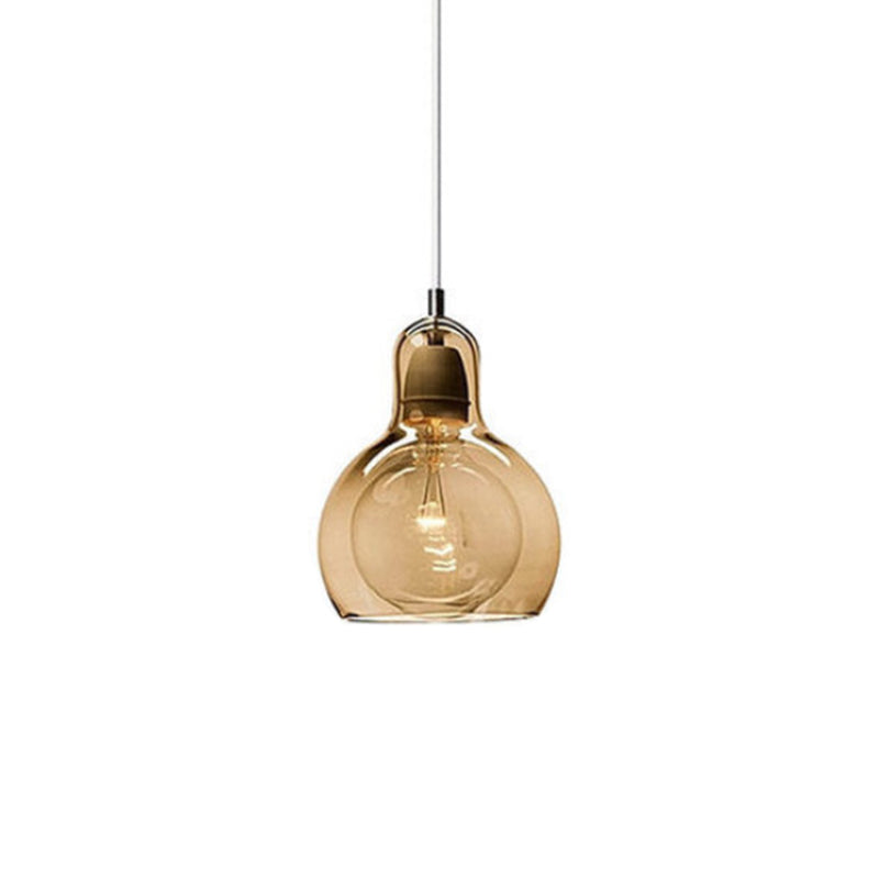 1 Light Pendant Lighting Fixtures Contemporary Gourd Glass Hanging Lights for Lounge Amber 4.5