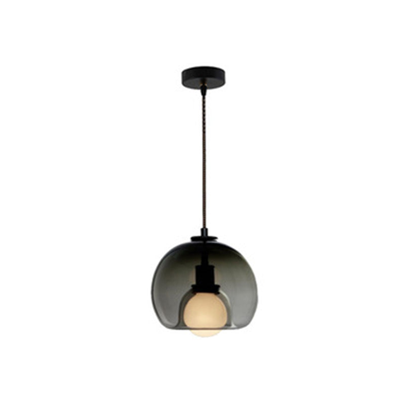 Globe Pendant Light Contemporary Minimalist 1 Light Glass Indoor Hanging Lamp Smoke Gray Clearhalo 'Ceiling Lights' 'Glass shade' 'Glass' 'Pendant Lights' 'Pendants' Lighting' 2553083