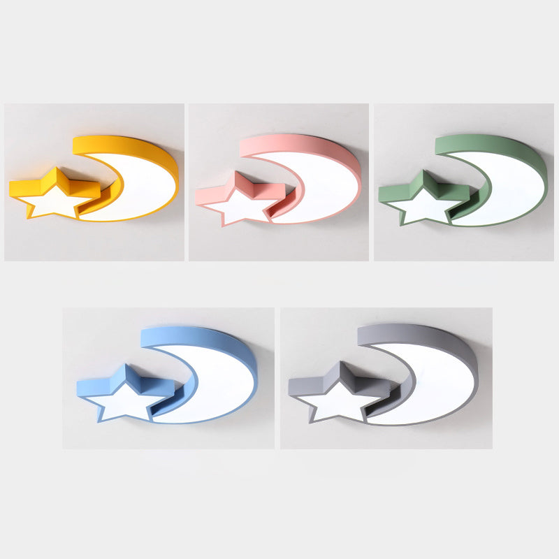 Star and Moon Acrylic Flush Mount Ceiling Light Kids Style���LED Flushmount Ceiling Lamp Clearhalo 'Ceiling Lights' 'Close To Ceiling Lights' 'Close to ceiling' 'Flush mount' Lighting' 2553159