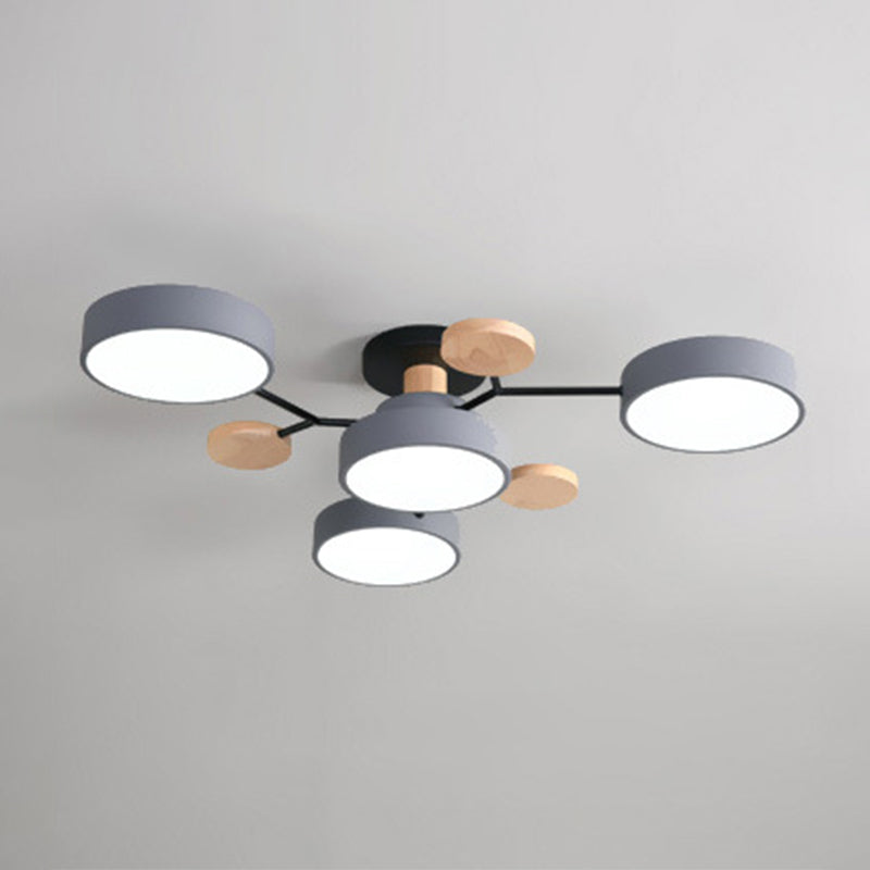 Sputnik Semi Flush Mount Light Macaron LED Acrylic Semi-Flush Mount Ceiling Fixture 4 Grey Clearhalo 'Ceiling Lights' 'Close To Ceiling Lights' 'Close to ceiling' 'Semi-flushmount' Lighting' 2553241