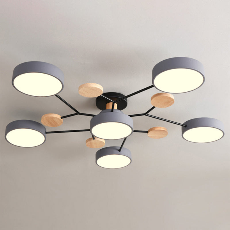 Sputnik Semi Flush Mount Light Macaron LED Acrylic Semi-Flush Mount Ceiling Fixture 6 Grey Clearhalo 'Ceiling Lights' 'Close To Ceiling Lights' 'Close to ceiling' 'Semi-flushmount' Lighting' 2553243