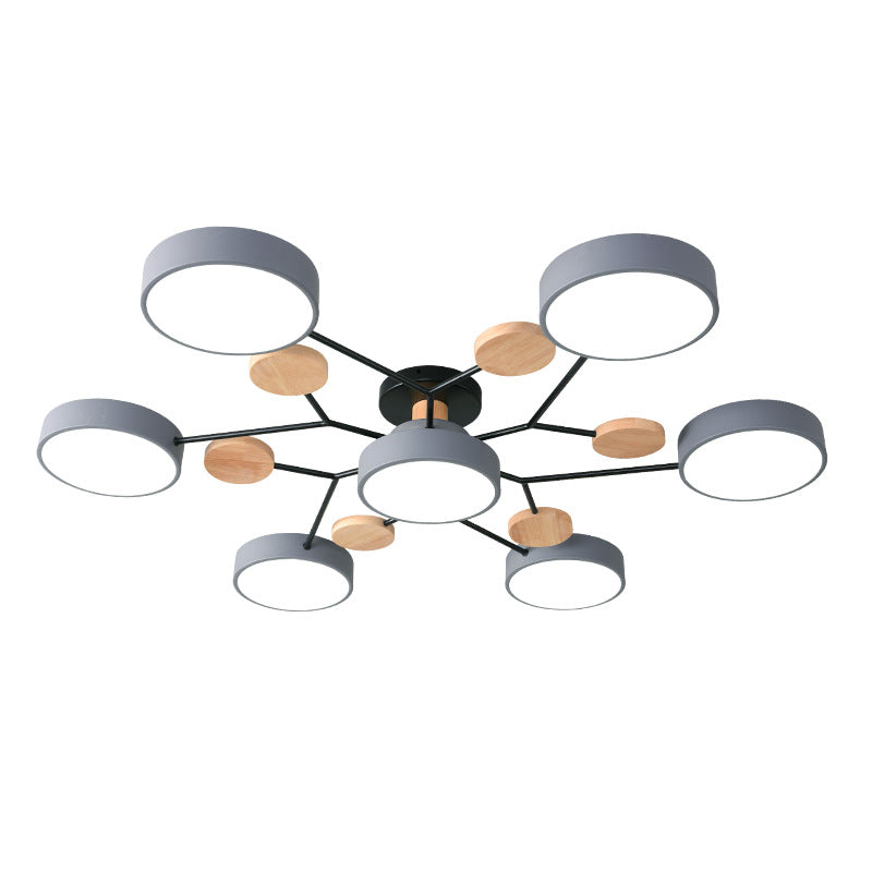 Sputnik Semi Flush Mount Light Macaron LED Acrylic Semi-Flush Mount Ceiling Fixture 7 Grey Clearhalo 'Ceiling Lights' 'Close To Ceiling Lights' 'Close to ceiling' 'Semi-flushmount' Lighting' 2553244