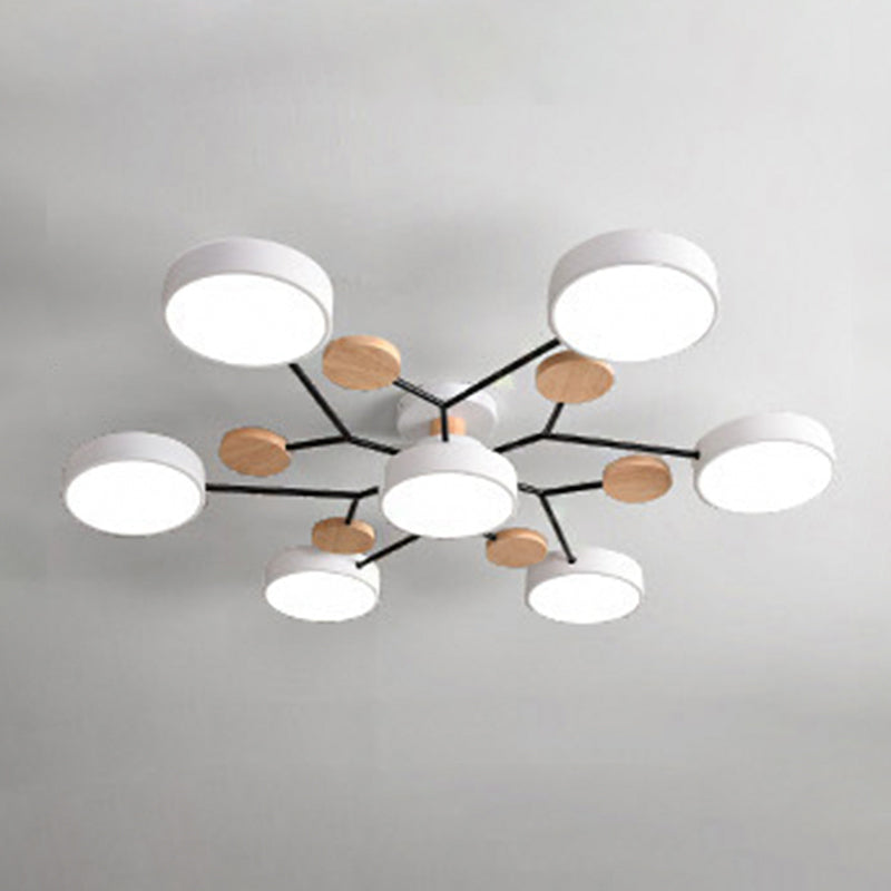 Sputnik Semi Flush Mount Light Macaron LED Acrylic Semi-Flush Mount Ceiling Fixture 7 White Clearhalo 'Ceiling Lights' 'Close To Ceiling Lights' 'Close to ceiling' 'Semi-flushmount' Lighting' 2553247