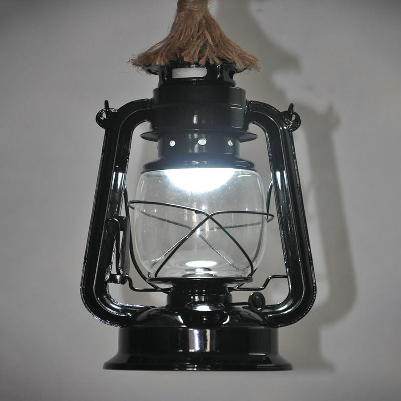 Vintage Hemp Rope Kerosene Horse Lamp Chandelier Metal Vintage Industrial Restaurant Hanging Lamp Clearhalo 'Ceiling Lights' 'Glass shade' 'Glass' 'Industrial Pendants' 'Industrial' 'Middle Century Pendants' 'Pendant Lights' 'Pendants' 'Tiffany' Lighting' 2554234