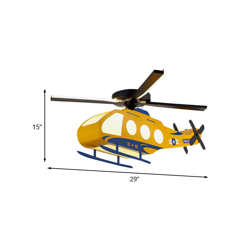 Yellow Helicopter Shape Flush Lamp Fixture Cartoon LED Metal Semi Flush Mount Light Fixture Clearhalo 'Ceiling Lights' 'Close To Ceiling Lights' 'Close to ceiling' 'Semi-flushmount' Lighting' 2554699