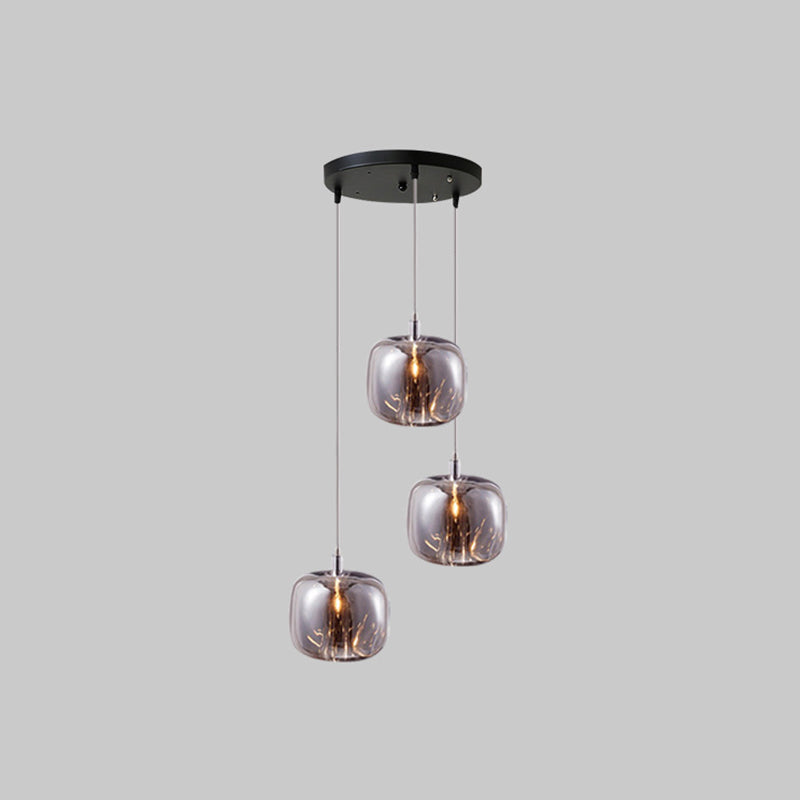 Postmodern Blown Glass Shade Ceiling Hanging Pendant Commercial Store LED Pendant Light 3 Smoke Gray Clearhalo 'Ceiling Lights' 'Modern Pendants' 'Modern' 'Pendant Lights' 'Pendants' Lighting' 2554829