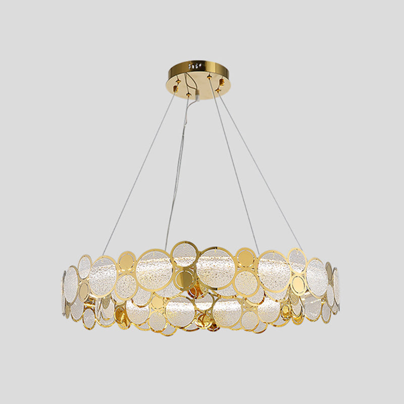 Large Crystal Bedroom Pendant Ceiling Lights Brass Finish Metal Light Fixture with Glass Shade Brass 35.5