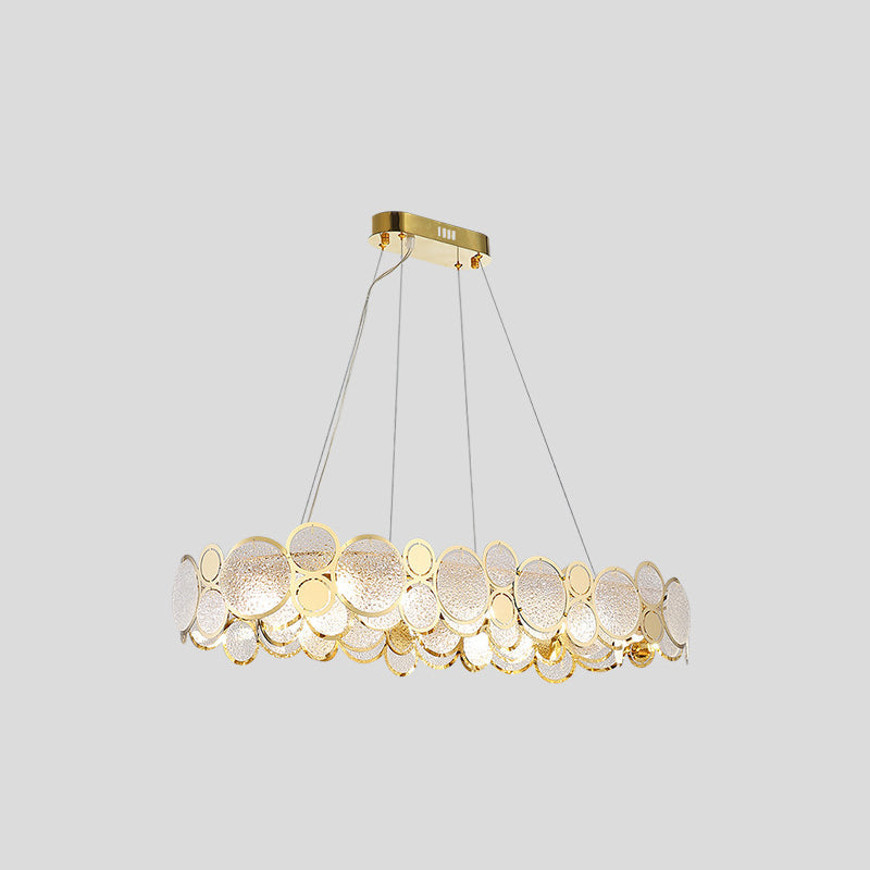 Large Crystal Bedroom Pendant Ceiling Lights Brass Finish Metal Light Fixture with Glass Shade Brass 36.5