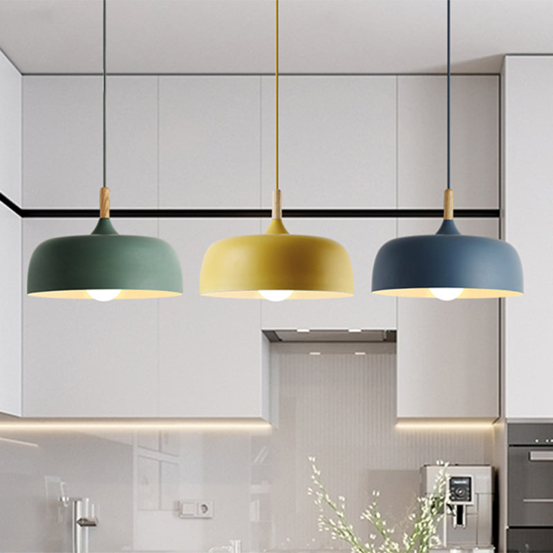 Macaron Color Modern LED Ceiling Light LED Hanging Pendant Light with Wood Lamp Socket Clearhalo 'Ceiling Lights' 'Modern Pendants' 'Modern' 'Pendant Lights' 'Pendants' Lighting' 2555026