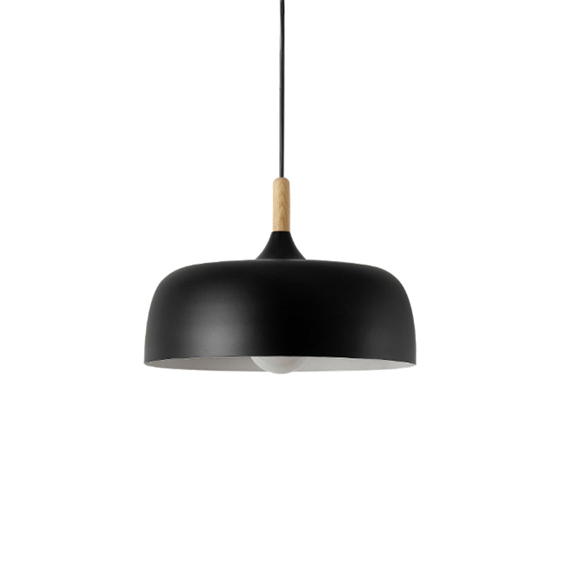 Macaron Color Modern LED Ceiling Light LED Hanging Pendant Light with Wood Lamp Socket Black 12