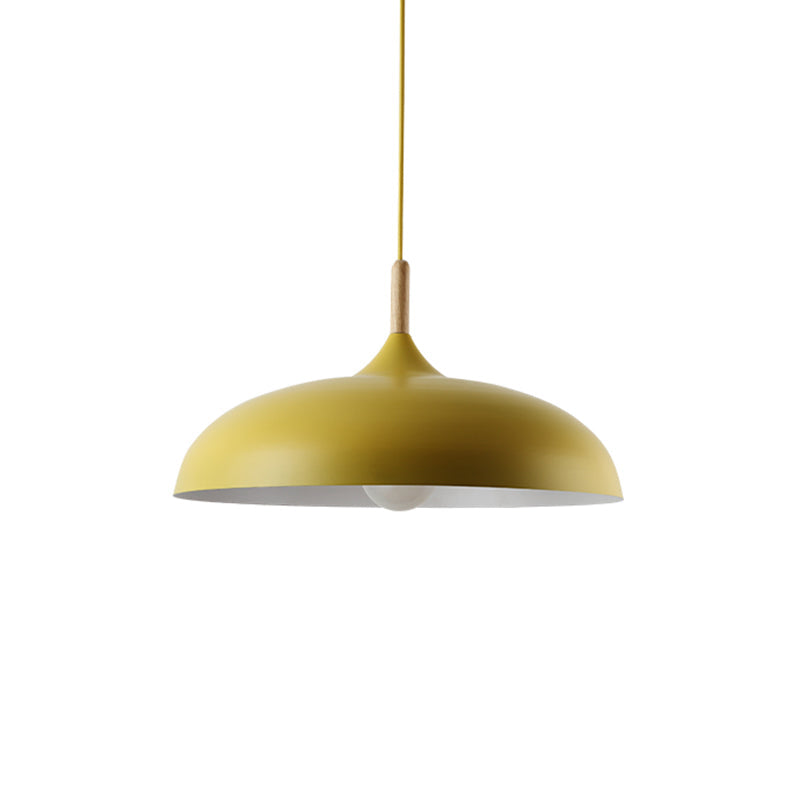 Macaron Color Modern LED Ceiling Light LED Hanging Pendant Light with Wood Lamp Socket Yellow 18