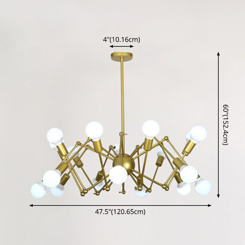 Retro Industrial Style Chandelier Light Sputnik Wrought Iron Multi Light Pendant for Bar Coffee Shop Clearhalo 'Cast Iron' 'Ceiling Lights' 'Chandeliers' 'Industrial Chandeliers' 'Industrial' 'Metal' 'Middle Century Chandeliers' 'Rustic Chandeliers' 'Tiffany' Lighting' 2555191