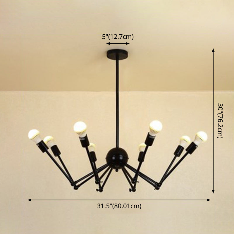 Spider-shaped Wrought Iron Chandelier Light Retro Industrial Style Coffee Shop Workshop Hanging Pendant Light Clearhalo 'Cast Iron' 'Ceiling Lights' 'Chandeliers' 'Industrial Chandeliers' 'Industrial' 'Metal' 'Middle Century Chandeliers' 'Rustic Chandeliers' 'Tiffany' Lighting' 2555204