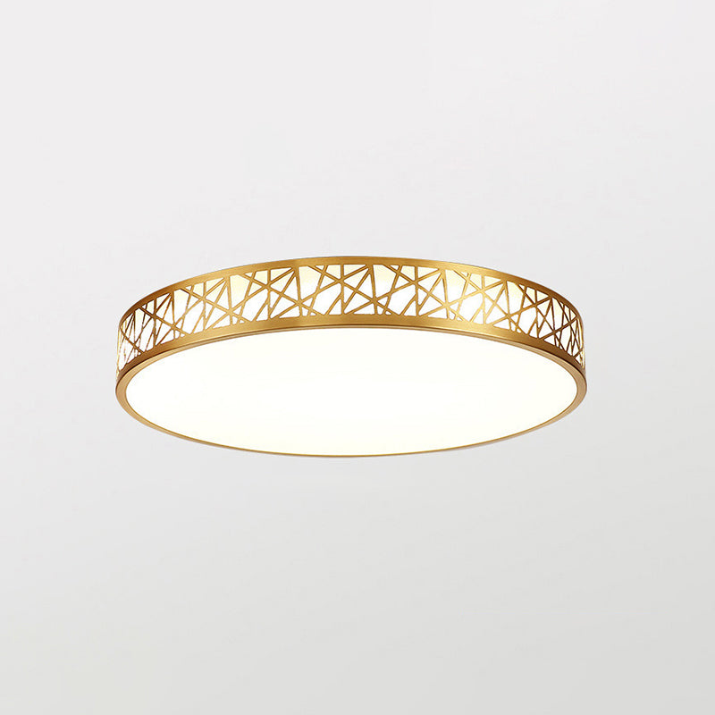 Brass Geometric Shaped Ceiling Light Minimalist Acrylic LED Flushmount with Nest Design Brass 12