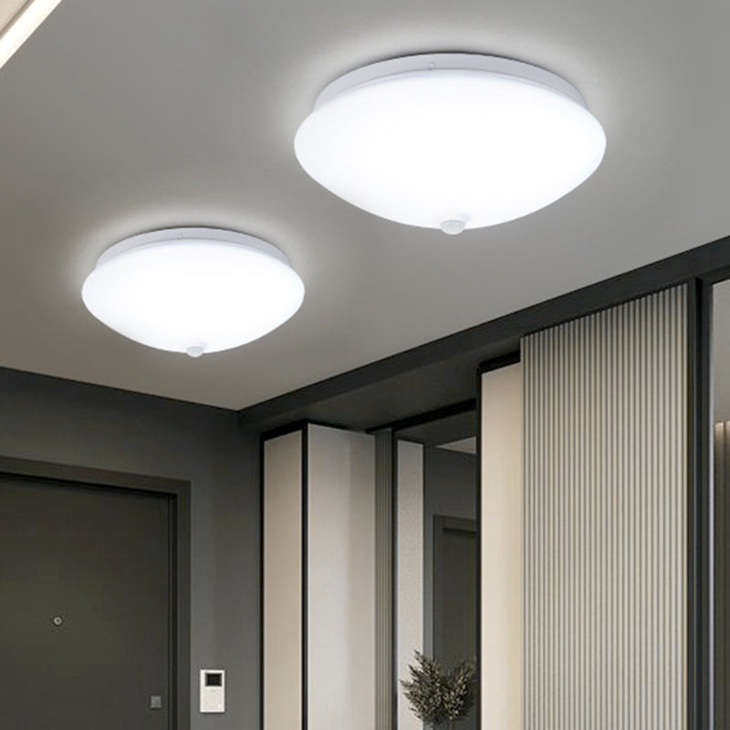 Cap Shaped Motion-Sensing Flush Light Fixture Simple Acrylic White LED Ceiling Light for Hallway Clearhalo 'Ceiling Lights' 'Close To Ceiling Lights' 'Close to ceiling' 'Flush mount' Lighting' 2556381