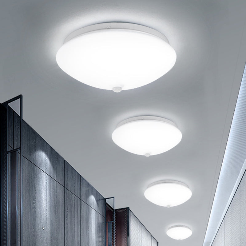 Cap Shaped Motion-Sensing Flush Light Fixture Simple Acrylic White LED Ceiling Light for Hallway White Clearhalo 'Ceiling Lights' 'Close To Ceiling Lights' 'Close to ceiling' 'Flush mount' Lighting' 2556382