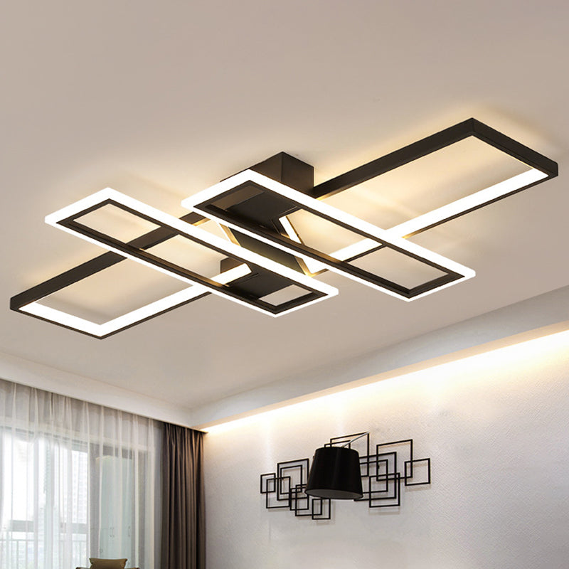 LED Frame Ceiling Mount Light Modern Acrylic Living Room Semi Flush Light Fixture Black Clearhalo 'Ceiling Lights' 'Close To Ceiling Lights' 'Close to ceiling' 'Semi-flushmount' Lighting' 2556413