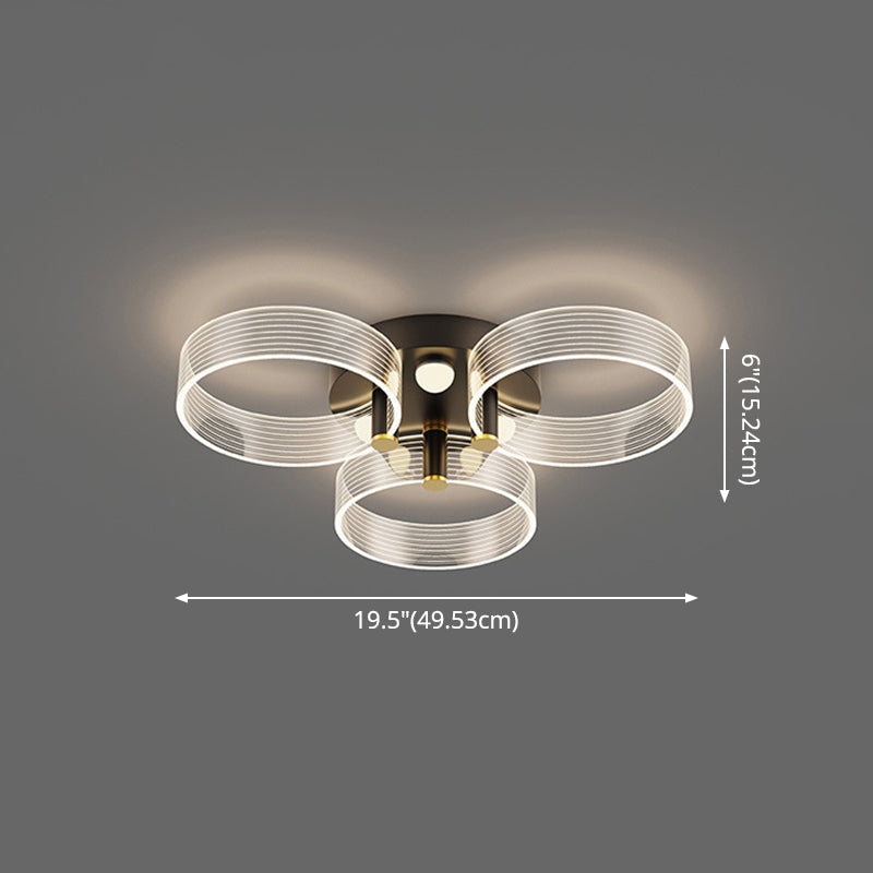 Acrylic Round Semi Mount Lighting Modern Black-Gold LED Ceiling Light with Flower Design Clearhalo 'Ceiling Lights' 'Close To Ceiling Lights' 'Close to ceiling' 'Semi-flushmount' Lighting' 2556431