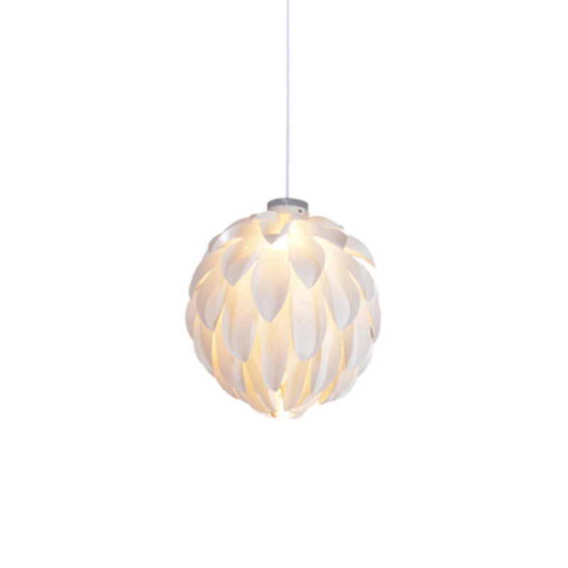 White Pinecone Shade Pendant Light Nordic Modern 1 Light PVC Living Room Hanging Lamp White 16