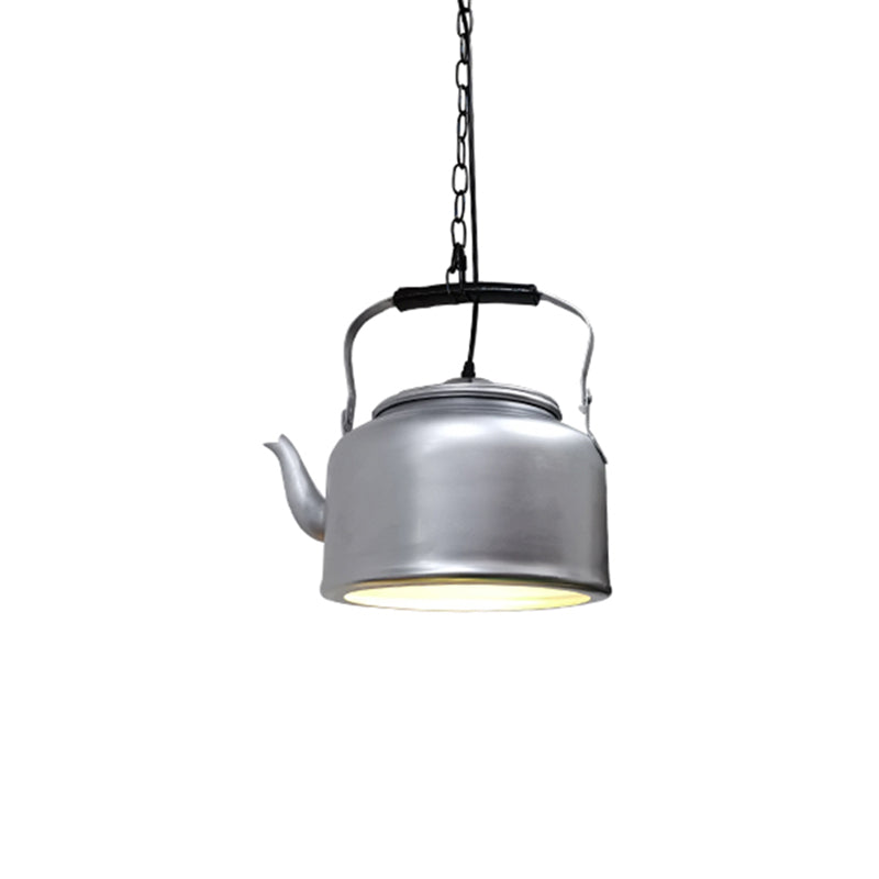 Art Deco Industrial Style Kettle Shade Pendant Light Fixture Metal 1 Light Hanging Lamp Silver Clearhalo 'Art Deco Pendants' 'Black' 'Cast Iron' 'Ceiling Lights' 'Ceramic' 'Crystal' 'Industrial Pendants' 'Industrial' 'Metal' 'Middle Century Pendants' 'Pendant Lights' 'Pendants' 'Rustic Pendants' 'Tiffany' Lighting' 2556768