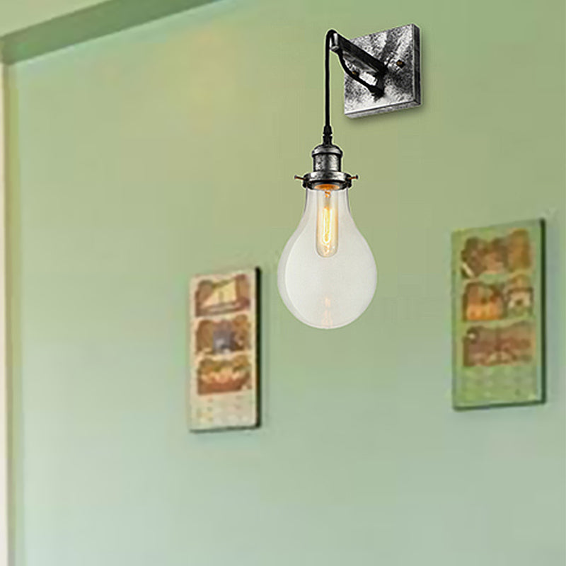 Black Bulb Shade Wall Lighting Industrial Clear Glass 1 Light Living Room Sconce Light Fixture Black Clearhalo 'Art deco wall lights' 'Cast Iron' 'Glass' 'Industrial wall lights' 'Industrial' 'Middle century wall lights' 'Modern' 'Rustic wall lights' 'Tiffany' 'Traditional wall lights' 'Wall Lamps & Sconces' 'Wall Lights' Lighting' 255911