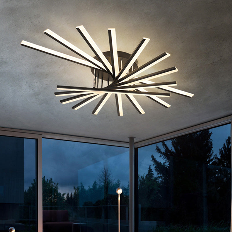 Crossed Line Shape Semi Flush Mount LED Ceiling Lamp Aluminum Modern Simplicity Living Room Lighting Fixture Light Clearhalo 'Ceiling Lights' 'Close To Ceiling Lights' 'Close to ceiling' 'Semi-flushmount' Lighting' 2562371