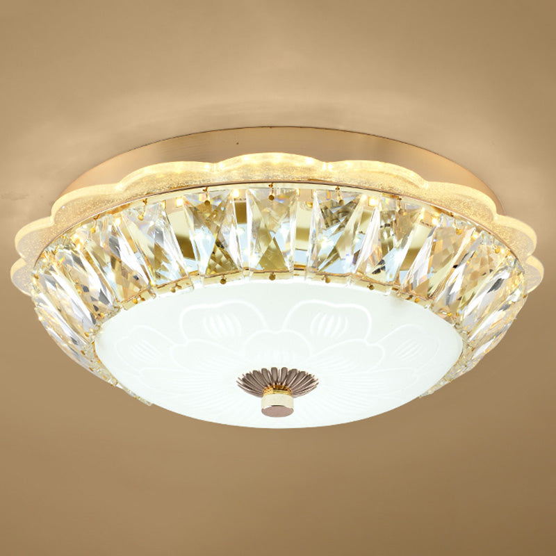 Modern Crystal Style Flush Mount Light Simplicity LED Ceiling Lamp for Bedroom Gold 16