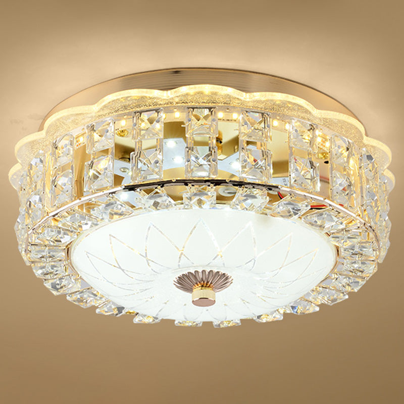 Modern Crystal Style Flush Mount Light Simplicity LED Ceiling Lamp for Bedroom Gold 12