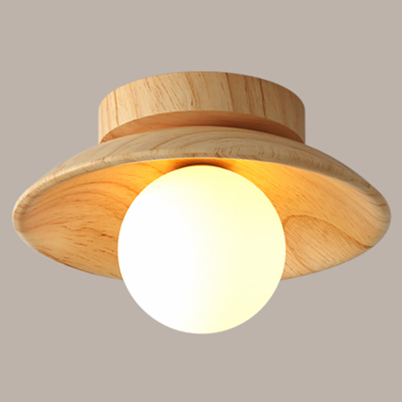 Modern Simplicity Wooden Ceiling Light 1-Light Mini Semi Flush Mount Hallway Lamp Wood 8