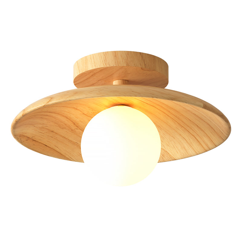 Modern Simplicity Wooden Ceiling Light 1-Light Mini Semi Flush Mount Hallway Lamp Clearhalo 'Ceiling Lights' 'Close To Ceiling Lights' 'Close to ceiling' 'Semi-flushmount' Lighting' 2562540