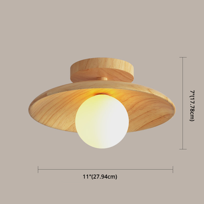 Modern Simplicity Wooden Ceiling Light 1-Light Mini Semi Flush Mount Hallway Lamp Clearhalo 'Ceiling Lights' 'Close To Ceiling Lights' 'Close to ceiling' 'Semi-flushmount' Lighting' 2562547