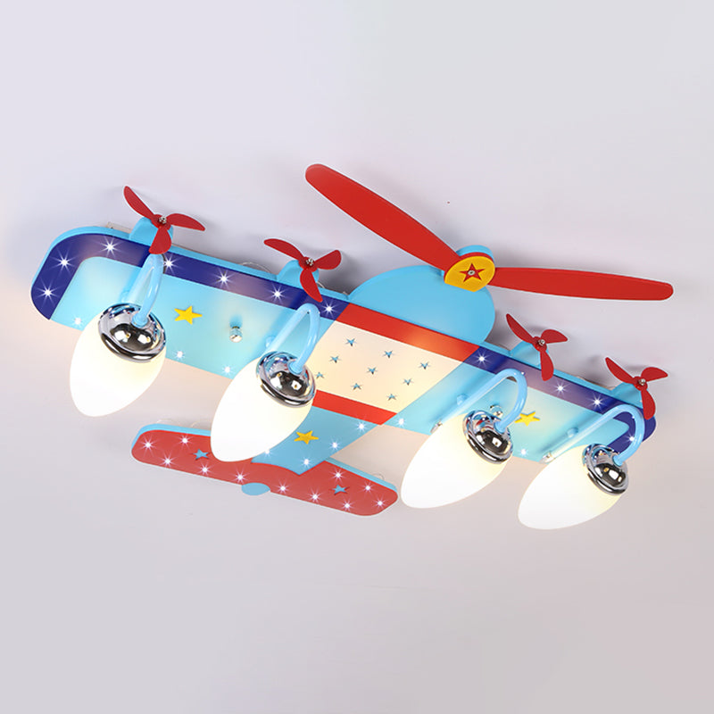 Airplane Shape Flush Mount Light Kindergarten Children Room Ceiling Light 4 Sky Blue Clearhalo 'Ceiling Lights' 'Close To Ceiling Lights' 'Close to ceiling' 'Flush mount' Lighting' 2562636