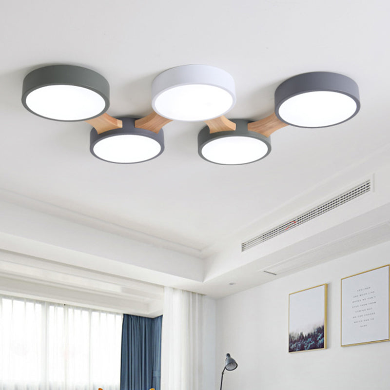 Modernism Simplicity LED Ceiling Fixture Light Wooden Flush Mount Light for Bedroom Dining Room 5 Wood Clearhalo 'Ceiling Lights' 'Close To Ceiling Lights' 'Close to ceiling' 'Flush mount' Lighting' 2562767