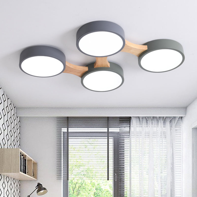 Modernism Simplicity LED Ceiling Fixture Light Wooden Flush Mount Light for Bedroom Dining Room 4 Wood Clearhalo 'Ceiling Lights' 'Close To Ceiling Lights' 'Close to ceiling' 'Flush mount' Lighting' 2562768