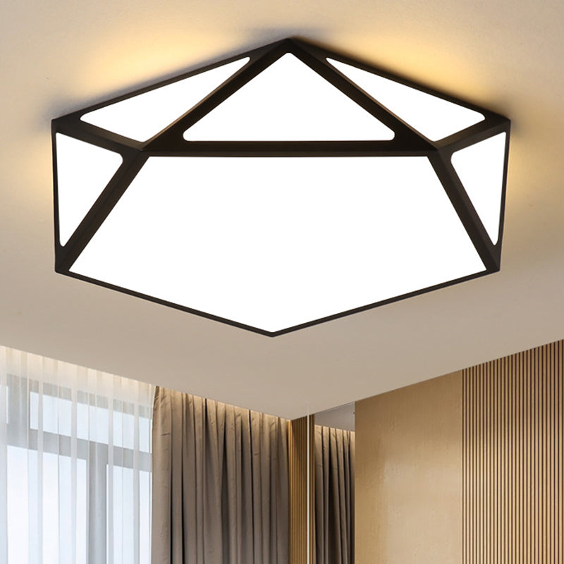 Macaroon Style Modern Lighting Fixture Geometric Acrylic Ceiling Lights LED Flush Mount Light for Hallway Bedroom Black Hollow Clearhalo 'Ceiling Lights' 'Close To Ceiling Lights' 'Close to ceiling' 'Flush mount' Lighting' 2562787