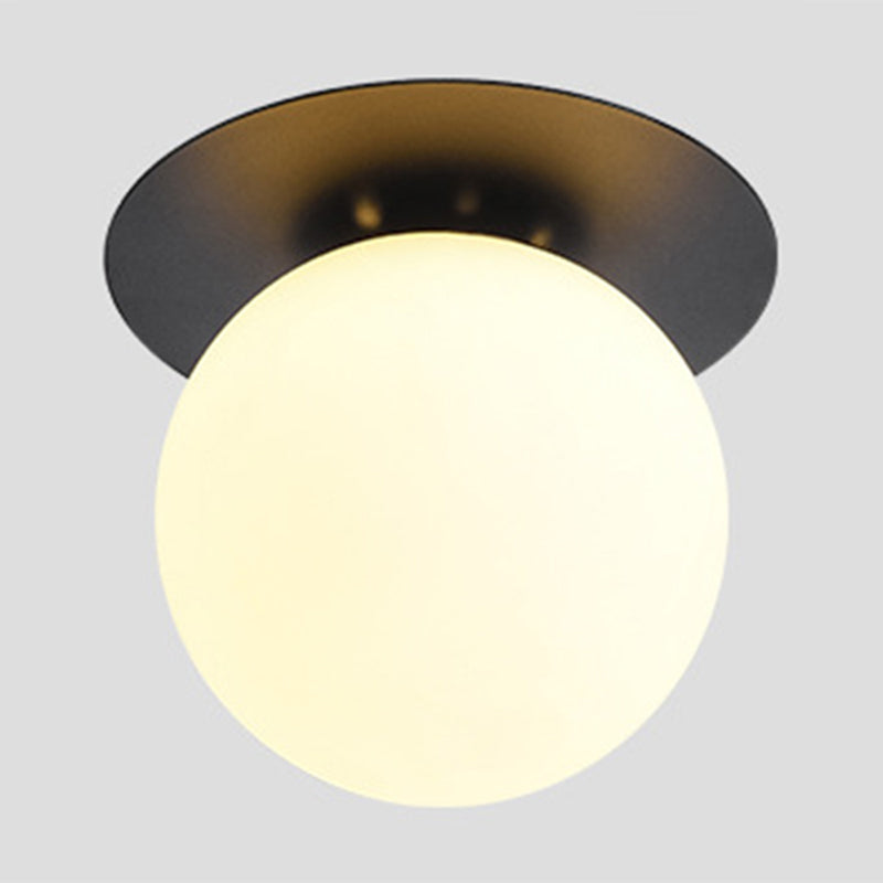 Glass Globe Shape Ceiling Light Modern Style 1 Bulb Flush-mount Lamp for Dining Room Black Milk White Clearhalo 'Ceiling Lights' 'Close To Ceiling Lights' 'Close to ceiling' 'Glass shade' 'Glass' 'Pendant Lights' 'Semi-flushmount' Lighting' 2562807