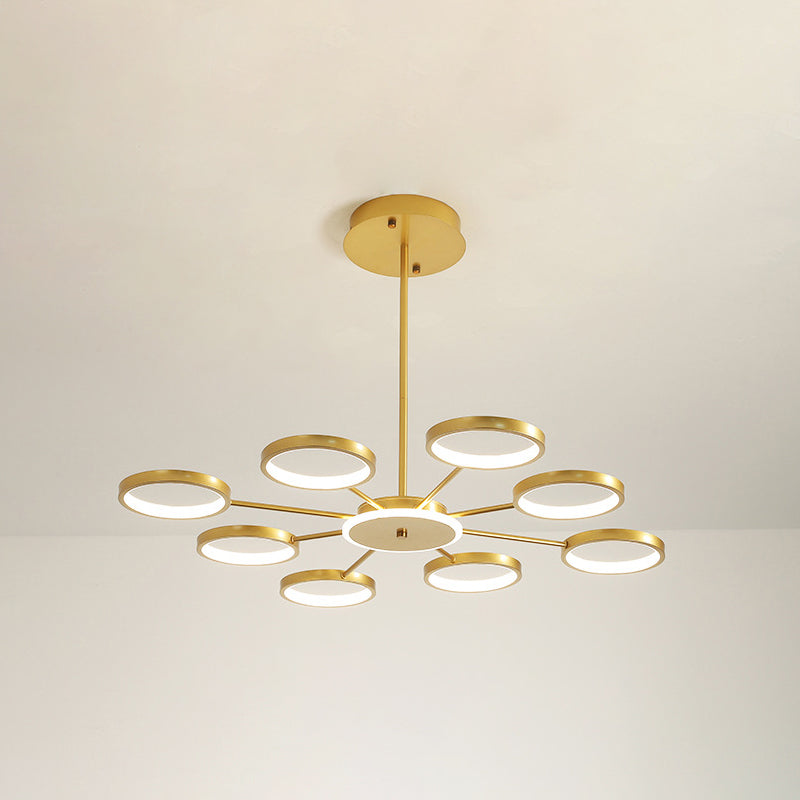 Starburst Chandelier Lighting Contemporary Metal Hanging Lamp Kit for Living Room Gold 36.5