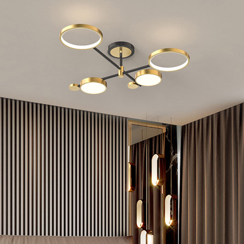 Circle Chandelier Lighting Fixtures Contemporary Metal Hanging Lights for Living Room Clearhalo 'Ceiling Lights' 'Close To Ceiling Lights' 'Close to ceiling' 'Semi-flushmount' Lighting' 2562908