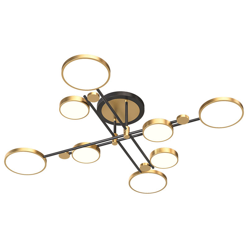 Circle Chandelier Lighting Fixtures Contemporary Metal Hanging Lights for Living Room Clearhalo 'Ceiling Lights' 'Close To Ceiling Lights' 'Close to ceiling' 'Semi-flushmount' Lighting' 2562910